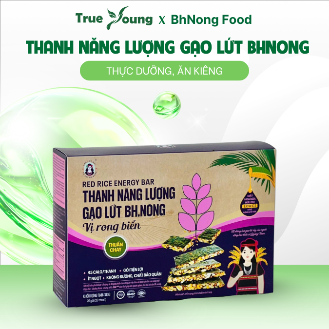 Thanh Năng Lượng Gạo Lứt Rong Biển Ăn Vặt Ít Calo, Thuần Chay, Healthy Snack BH.NONG