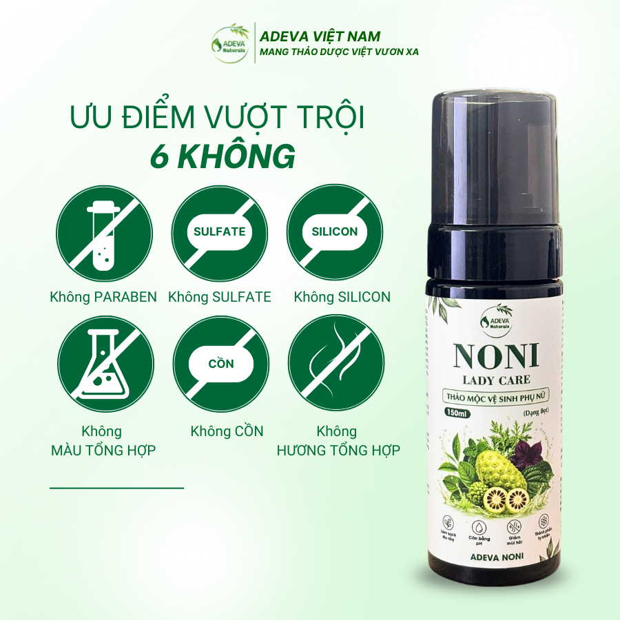 Dung Dịch Vệ Sinh Nữ Chiết xuất từ Thảo Dược ADEVA NONI, Làm Sạch Dịu Nhẹ, Giảm Mùi Hôi