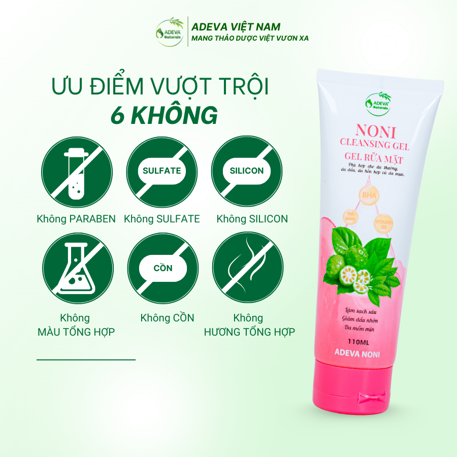 GEL RỬA MẶT BHA DÙNG ĐƯỢC CHO DA MỤN ADEVA NONI 110ML
