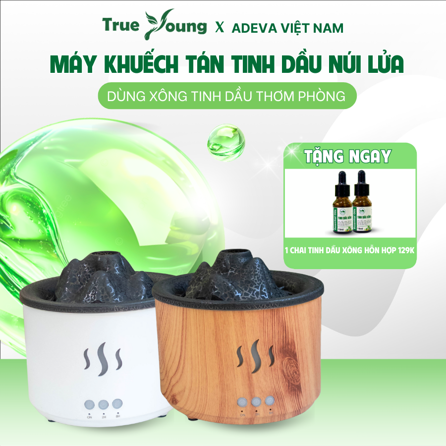 (SIÊU SALE CHUYỂN MÔ HÌNH) Máy Khuếch Tán Tinh Dầu Núi Lửa 350ml Tặng Ngay 1 Tinh Dầu Xông Hỗn Hợp 129k