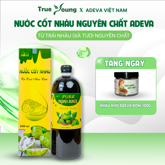DEAL HOT 08: NƯỚC CỐT NHÀU CÓ ĐƯỜNG ADEVA NONI TẶNG 1 HŨ NHÀU KHÔ 100G