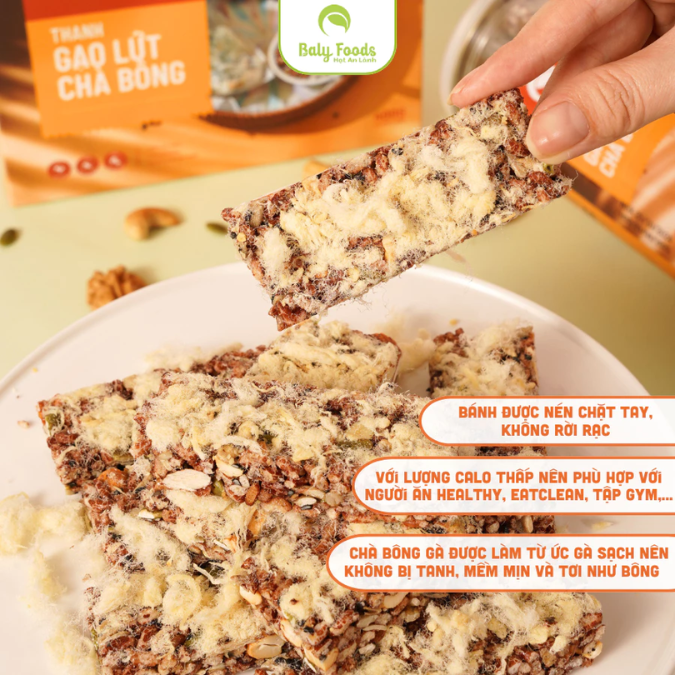 Thanh Gạo Lứt Chà Bông BalyFoods, Siêu Hạt, Dinh Dưỡng Cho Mẹ Bầu, Người Giữ Dáng