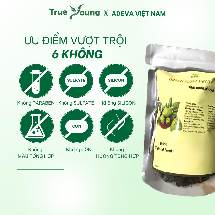 Trái Nhàu Sấy Khô Dried Noni Fruit ADEVA NONI Dùng Pha Trà, Ngâm Tửu Tốt Cho Sức Khỏe