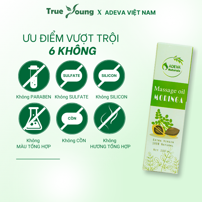 Tinh Dầu Massage Chùm Ngây Adeva (Moringa) - Body Oil, Massage Oil, Mát Xa Thư Giãn, Dưỡng Ẩm Cho Da