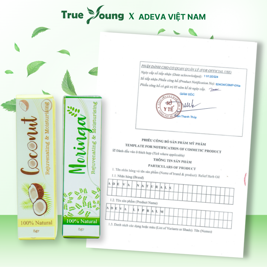 Son Dưỡng Môi Không Màu ADEVA Chiết Xuất Thiên Nhiên Dưỡng Môi Hồng Hào, Phù Hợp Môi Khô, Nứt Nẻ