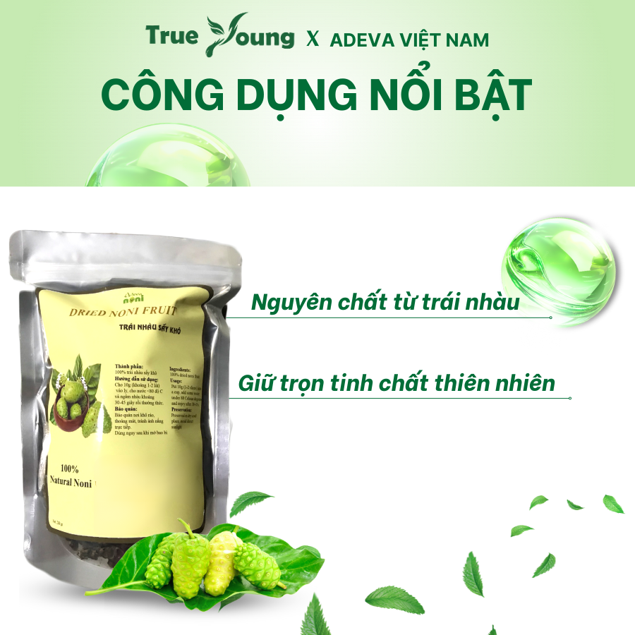 Trái Nhàu Sấy Khô Dried Noni Fruit ADEVA NONI Dùng Pha Trà, Ngâm Tửu Tốt Cho Sức Khỏe