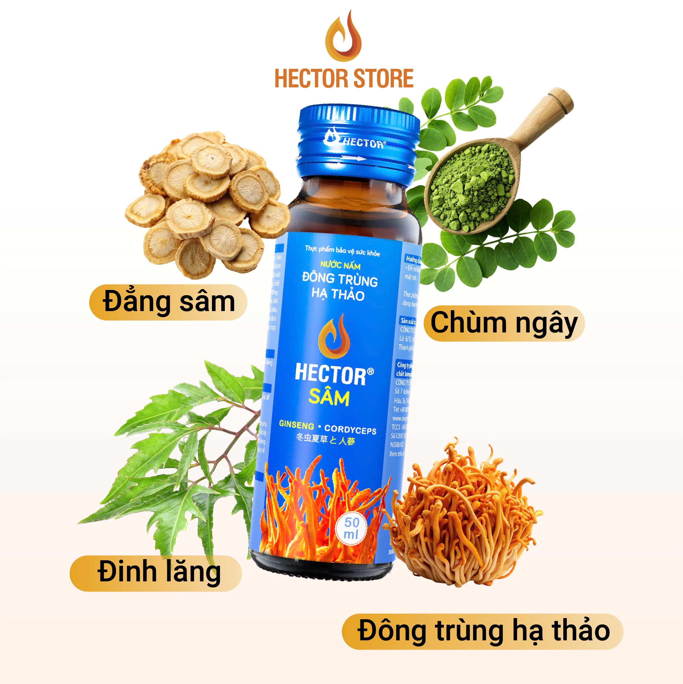 Nước Nấm Đông Trùng Hạ Thảo HECTOR Sâm tăng cường đề kháng, bồi bổ cơ thể