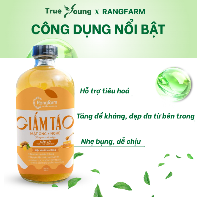 Giấm táo Mật ong Nghệ Rangfam lên men tự nhiên từ Nông sản bản địa Ninh Thuận
