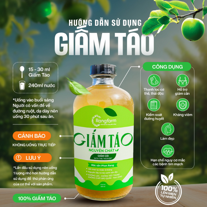 Giấm táo lên men tự nhiên Rangfarm