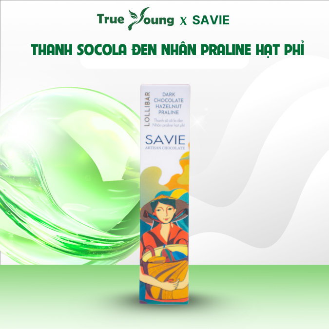 Thanh Socola Đen Nhân Praline Hạt Phỉ 30g