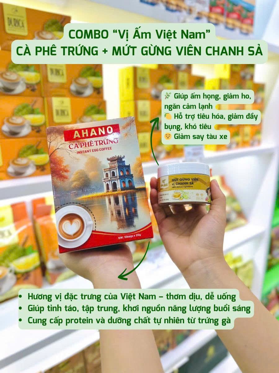 Combo ''Vị Ấm Việt Nam'' Cà Phê Trứng + Mứt Gừng Viên Chanh Sả
