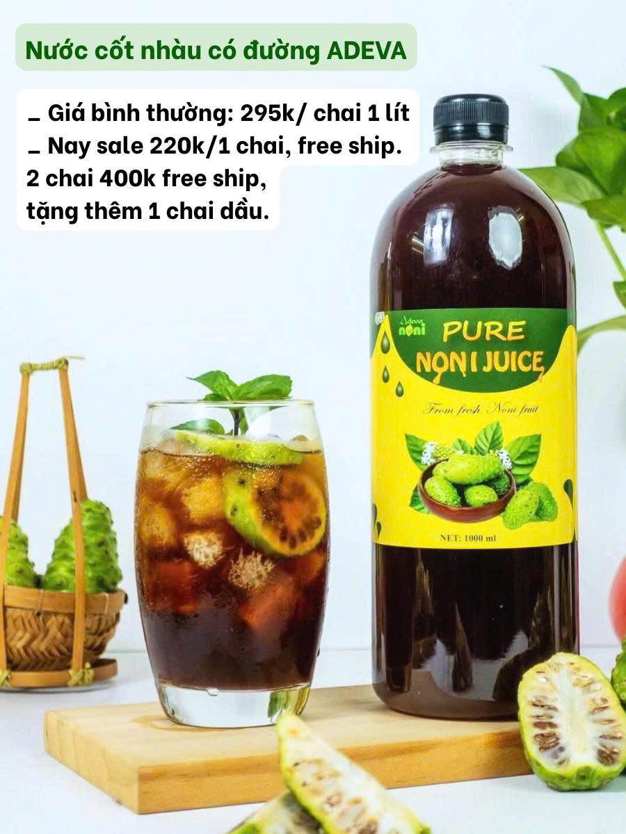 SIÊU SALE ĐÓNG MÃ NƯỚC CỐT NHÀU NGUYÊN CHẤT CÓ ĐƯỜNG, TỪ TRÁI NHÀU CHÍN 1 LÍT