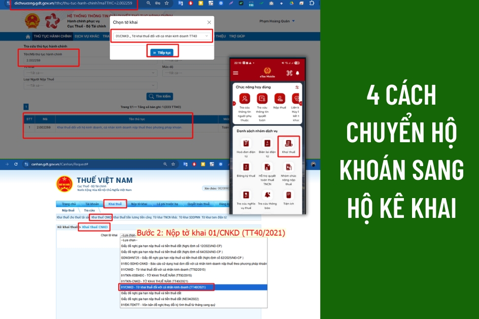 4 cách chuyển hộ khoán sang hộ kê khai