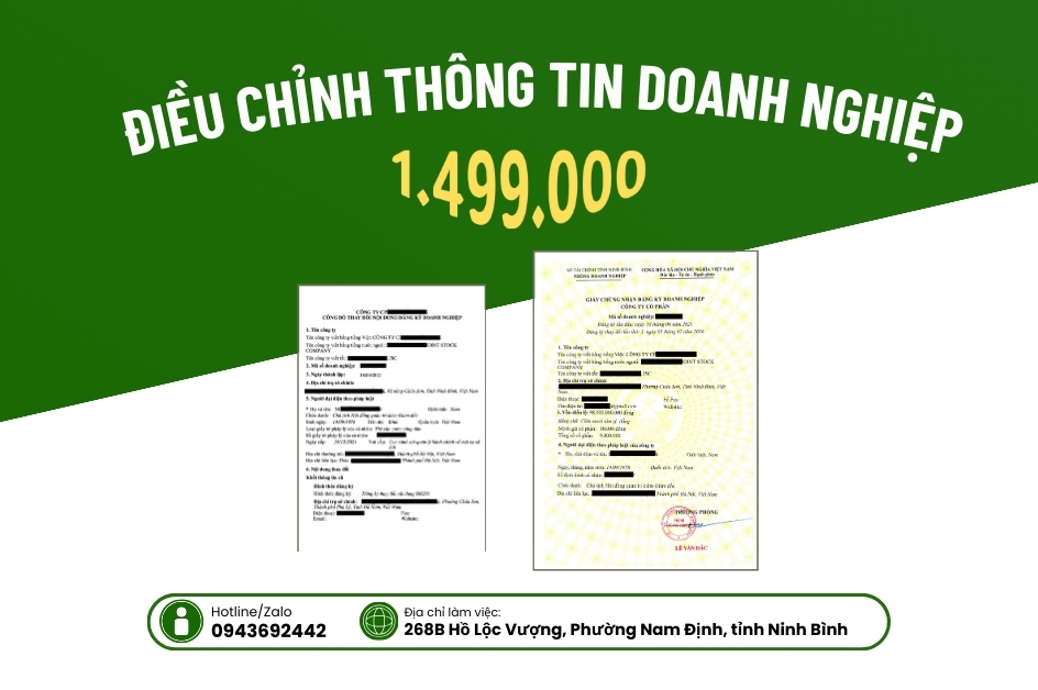 Thay đổi thông tin doanh nghiệp tại Ninh Binh (Nam Định - Hà Nam - Ninh Binh)
