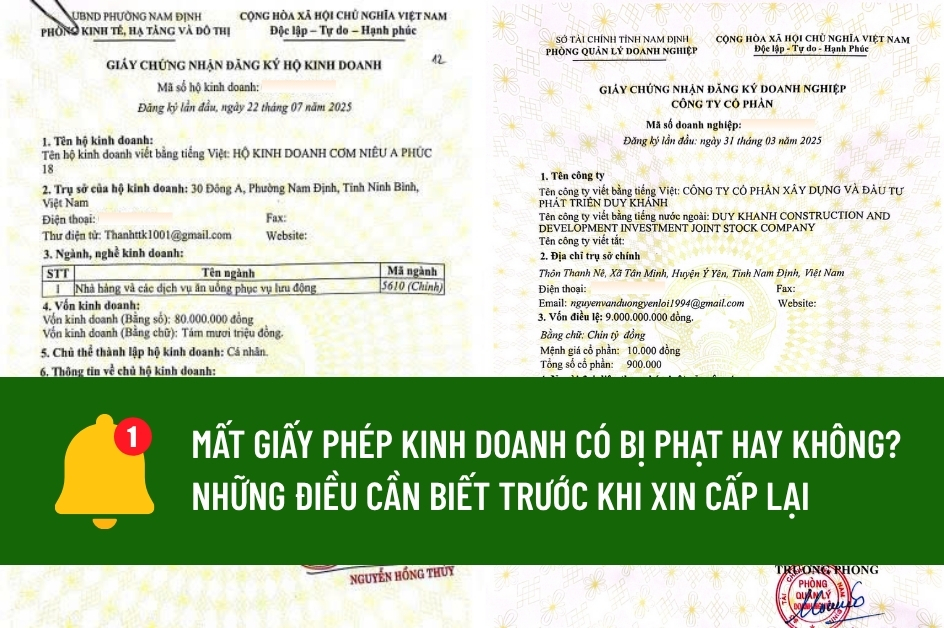 Mất giấy phép kinh doanh có bị phạt hay không? Các bước để xin cấp lại?