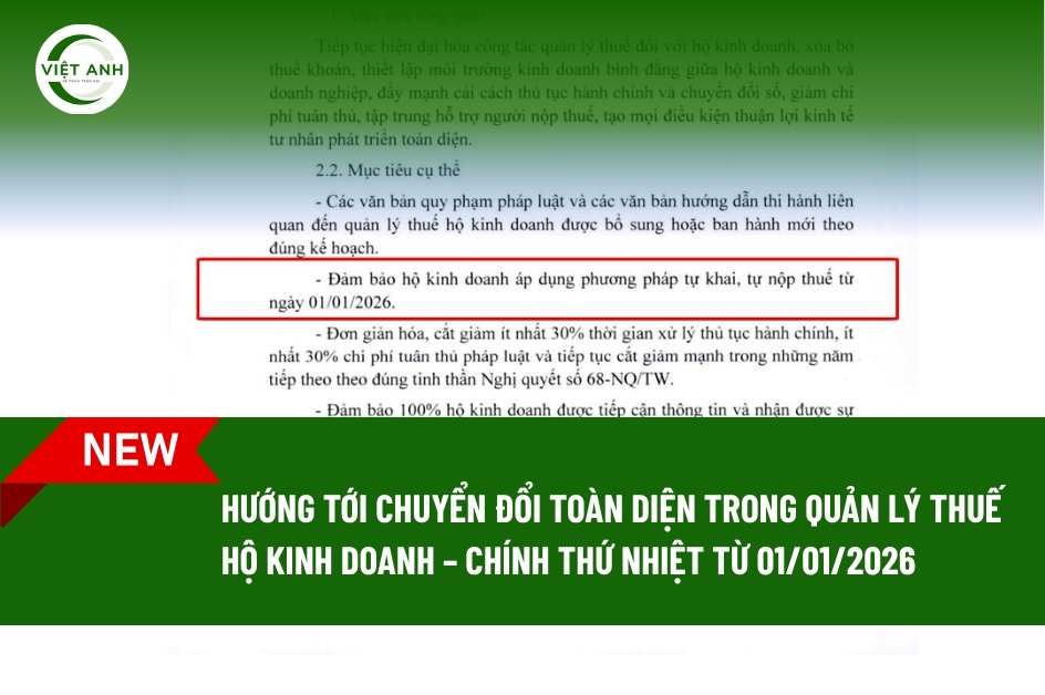 Hộ kinh doanh áp dụng phương pháp tự khai tự nộp thuế từ ngày 01/01/2026