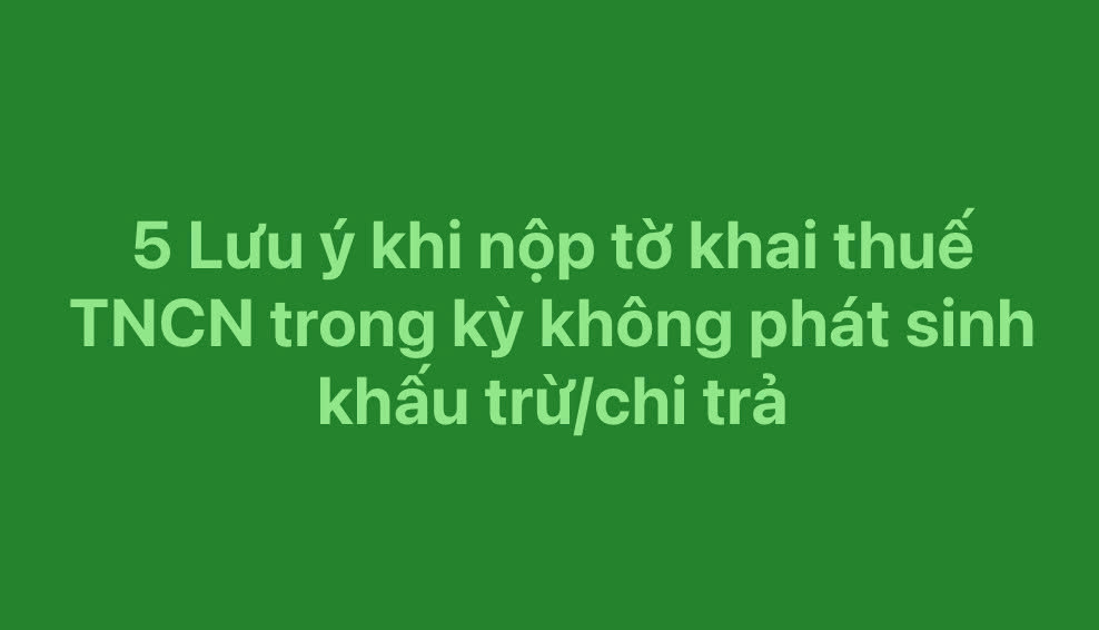 5 Lưu ý khi nộp tờ khai thuế TNCN trong kỳ không phát sinh khấu trừ/chi trả