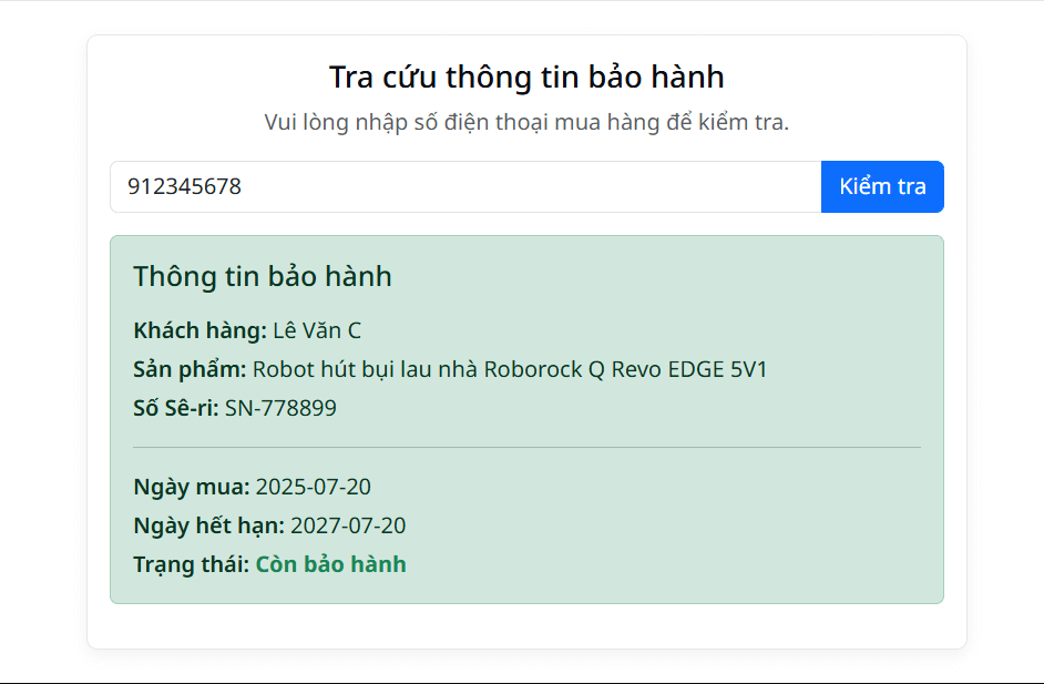 Kiểm tra bảo hành