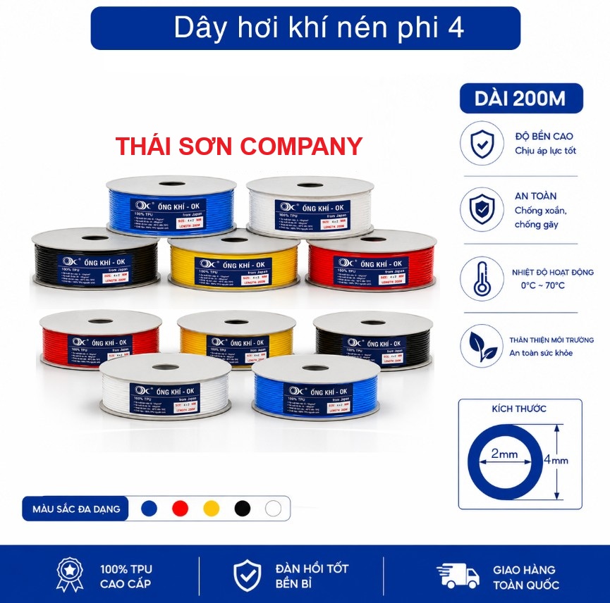 Ống hơi khí nén phi 4 OK- chính hãng - siêu bền