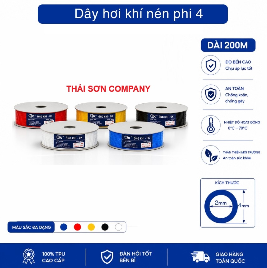 Ống hơi khí nén phi 4 OK- chính hãng - siêu bền