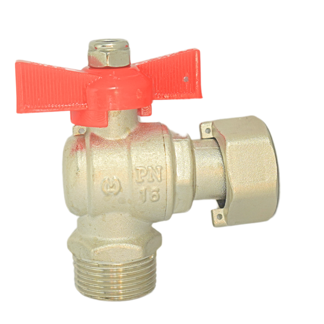Van góc đồng có van một chiều mạ sau đồng hồ tay bướm ABS MIHA