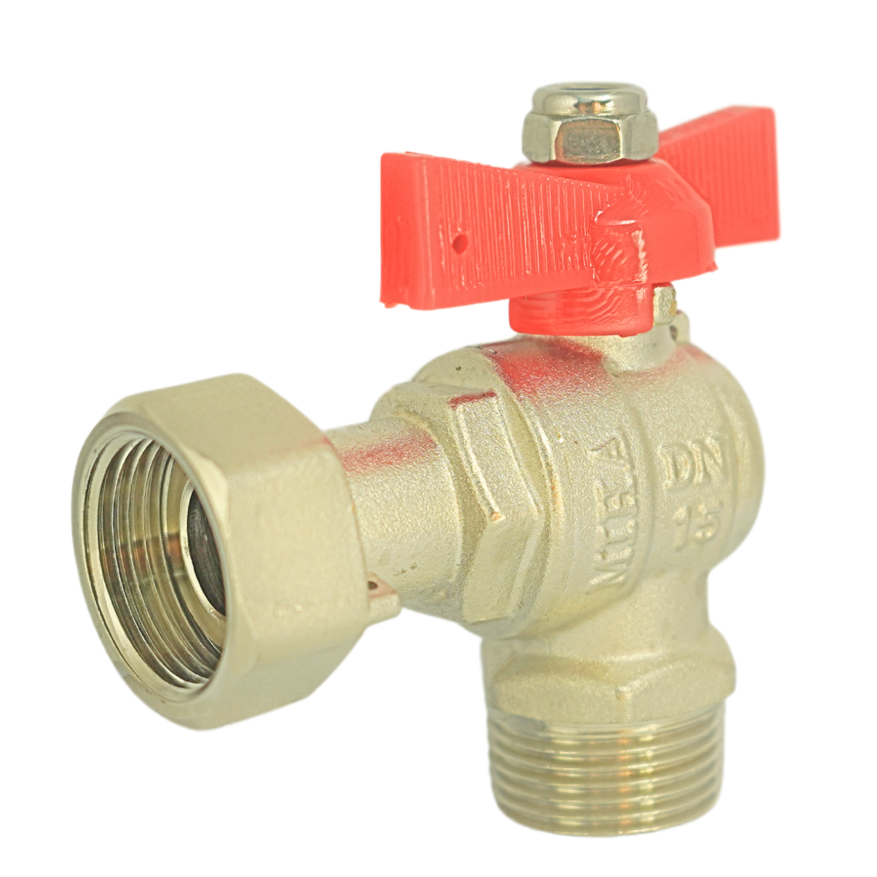 Van góc đồng có van một chiều mạ sau đồng hồ tay bướm ABS MIHA