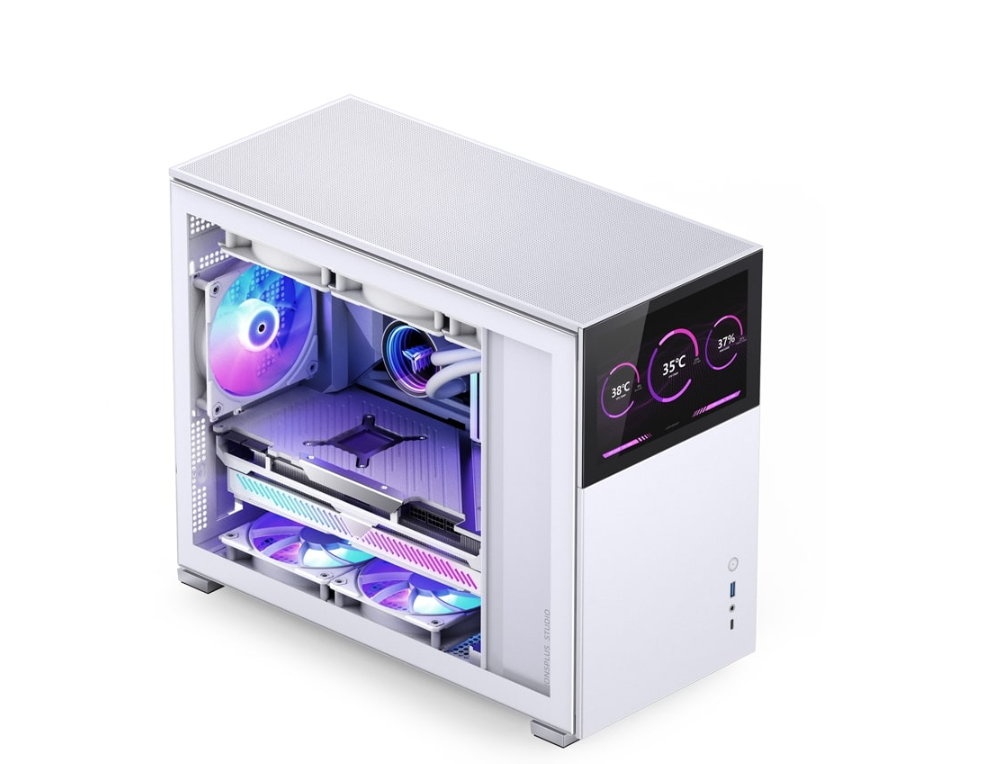 VỎ CASE JONSBO D31 STD SC WHITE (MINI TOWER | MÀU TRẮNG | MÀN HÌNH PHỤ 8'')