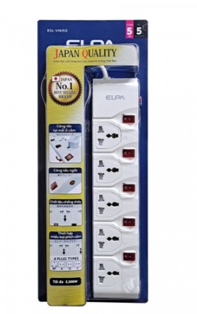 Ổ cắm điện ELPA ESL-VNI55 5 ổ điện, 5 công tắc, 5m