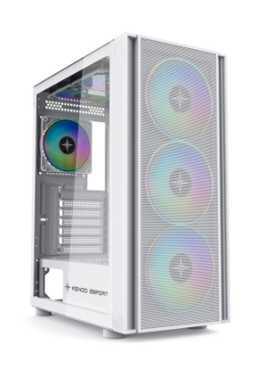 Vỏ Case Máy Tính KENOO ESPORT EM700 - 3F MESH WHITE (EATX, Màu Trắng, 3 Fan RGB)