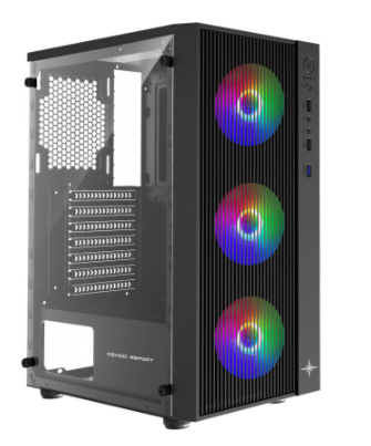Vỏ case KENOO ESPORT AF13 - 3F - Mầu Đen (ATX/ 3 fan RGB)
