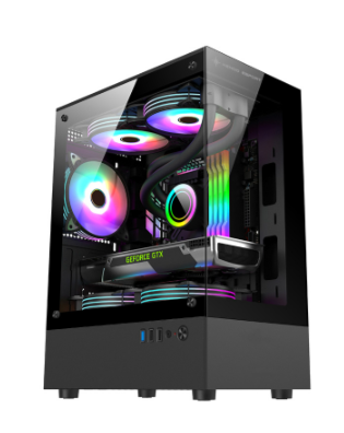 Vỏ Case Máy Tính KENOO ESPORT MK100 ( Case Bể Cá, Màu Đen, Matx)