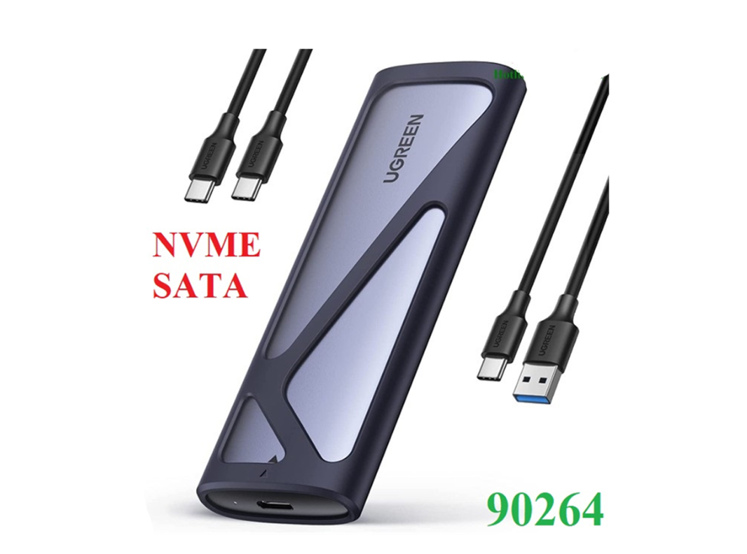Box ổ cứng SSD M2 hỗ trợ NVME+ SATA USB Type-C 3.2 GEN2 tốc độ 10Gbps Ugreen (90264)