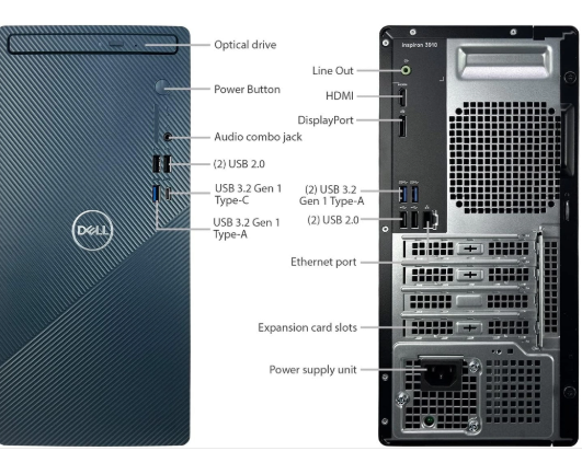 Máy tính để bàn đồng bộ Dell Inspiron 3030T (Core i5- 14400 | 8Gb DDR5 4400MHZ | 512GB SSD | Wifi 6 _ BT 5.2 | 180w |Windows 11 Home) _ MTI51015W1-8G-512G-2Y