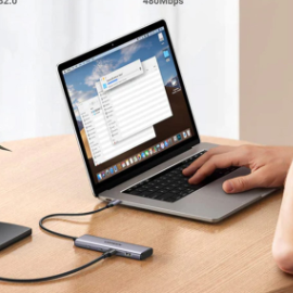 Bộ chia Hub USB-C 2 cổng và USB 3.0 2 cổng, màu ghi Ugreen (15395)