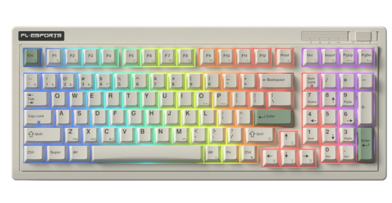 Bàn phím cơ FL-Esports OG98 White Green 3 Mode Kailh Cool Mint V2 switch