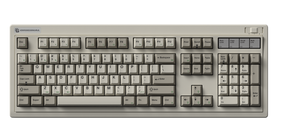Bàn phím cơ FL-Esports OG104 Retro Grey 3 Mode Kailh Ice Silver switch