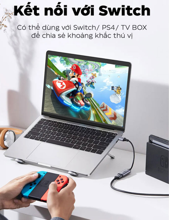 Card ghi hình HDMI to USB 2.0, Type C live streaming 1080P Ugreen (40189)