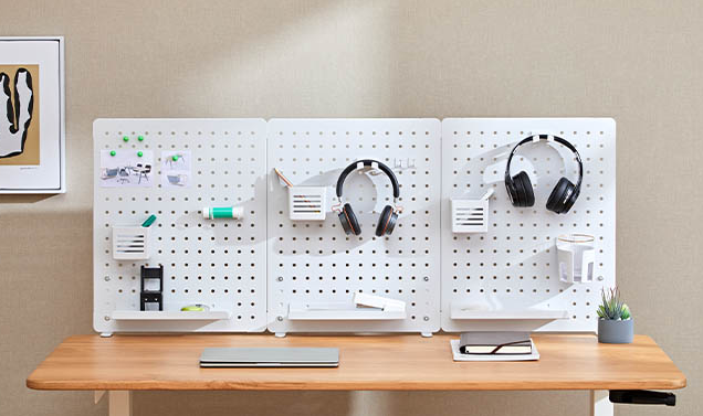 Bảng treo đồ Pegboard HyperWork PG-02 White ( Kẹp Bàn)