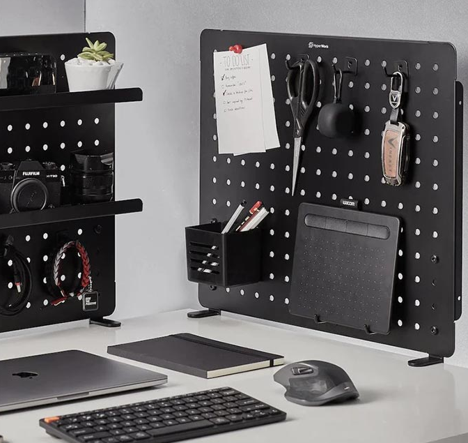 Bảng treo đồ Pegboard HyperWork PG-02 Black ( Kẹp Bàn)