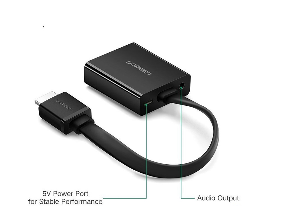 Cáp chuyển đổi từ HDMI sang VGA dẹt có Audio Ugreen 40248