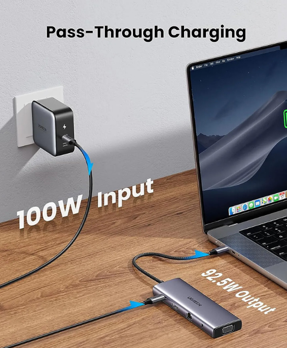 Bộ chuyển đổi USB-C sang 3*USB 3.0+HDMI+VGA+RJ45+SD/TF+3.5mm+PD Ugreen (15601)