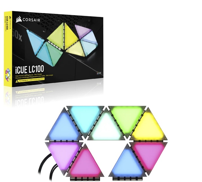 Bộ đèn chiếu sáng Corsair iCUE LC100 Smart Case Lighting Triangles, Starter Kit CL-9011114-WW