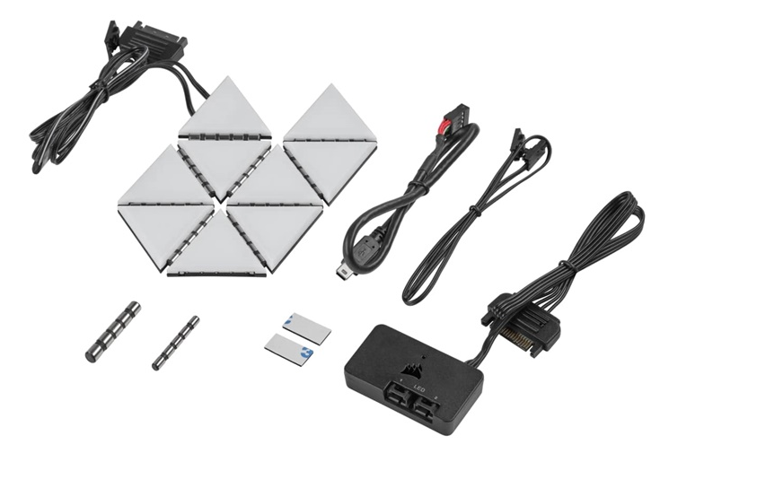 Bộ đèn chiếu sáng Corsair iCUE LC100 Smart Case Lighting Triangles, Starter Kit CL-9011114-WW