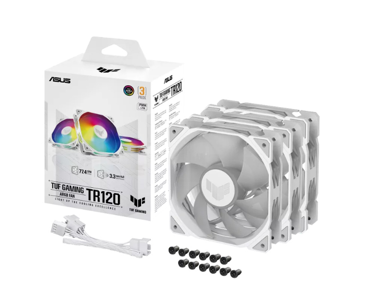 Bộ 3 quạt tản nhiệt ASUS TUF Gaming TR120 ARGB WHITE