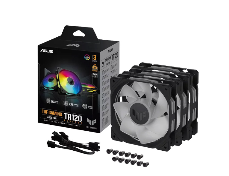 Bộ 3 quạt tản nhiệt đảo ngược ASUS TUF Gaming TR120 ARGB Reverse BLACK
