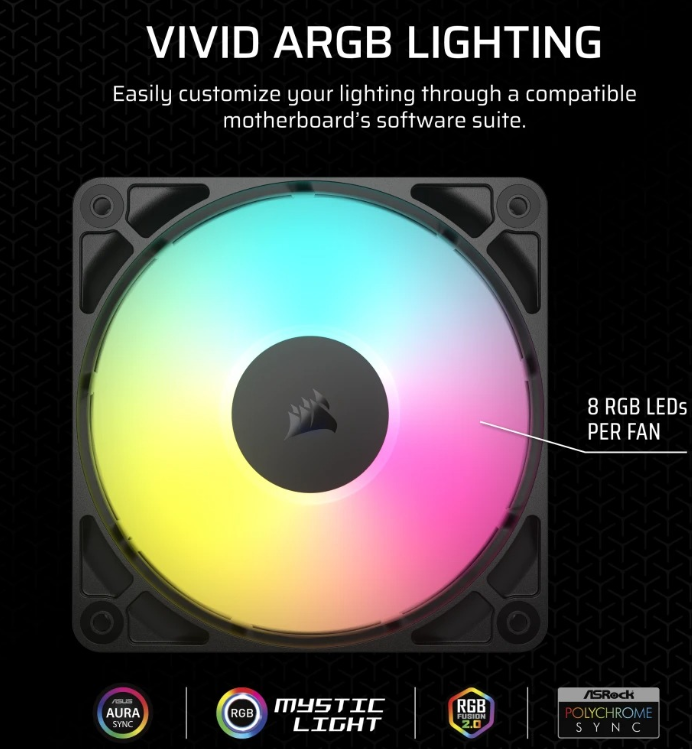 Bộ 3 quạt máy tính Corsair RS120 ARGB Black CO-9050181-WW