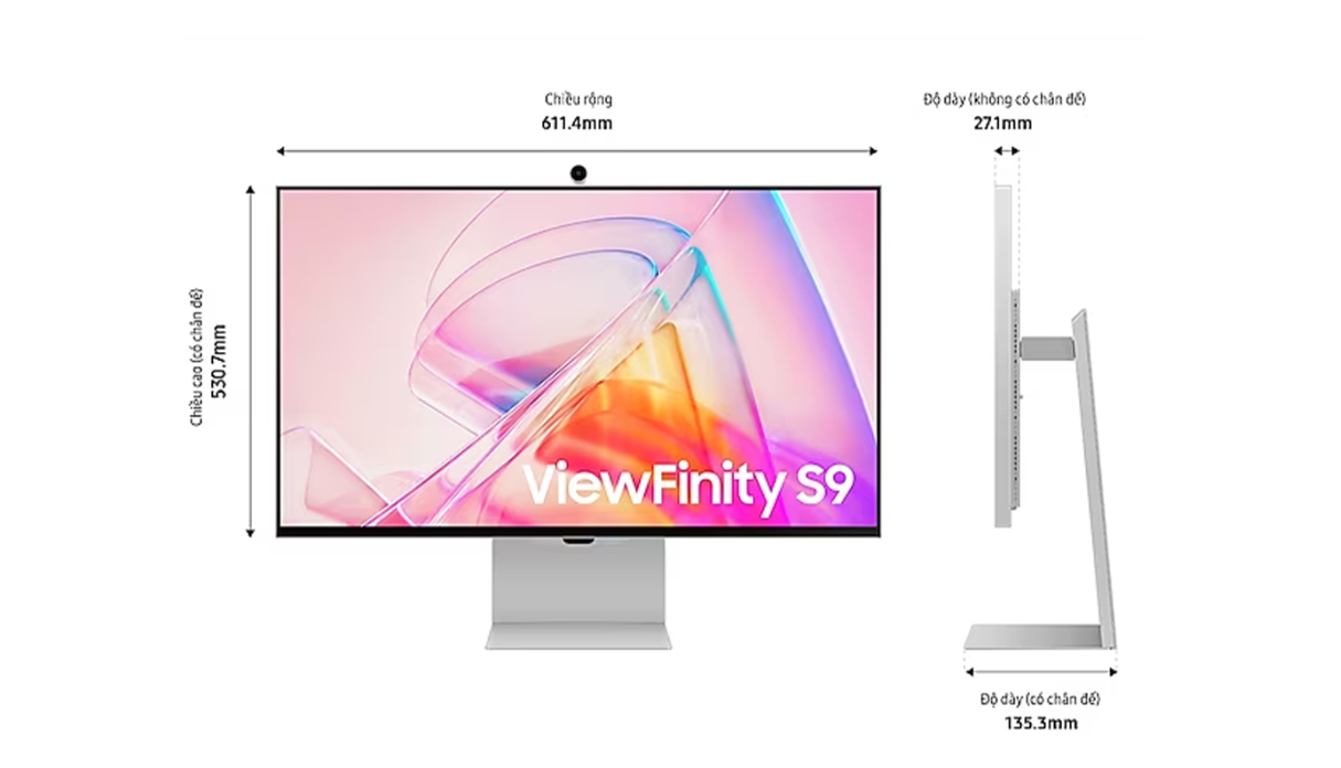 Màn Hình SAMSUNG ViewFinity S9 5K LS27C900PAEXXV (27 inch - IPS - 5K - 60Hz - 5ms- Speaker - Webcam)
