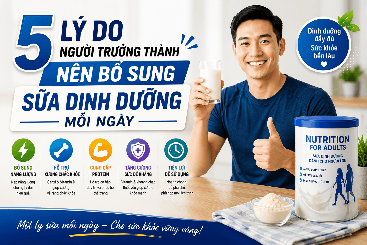 5 Lý Do Người Trưởng Thành Nên Bổ Sung Sữa Dinh Dưỡng Mỗi Ngày