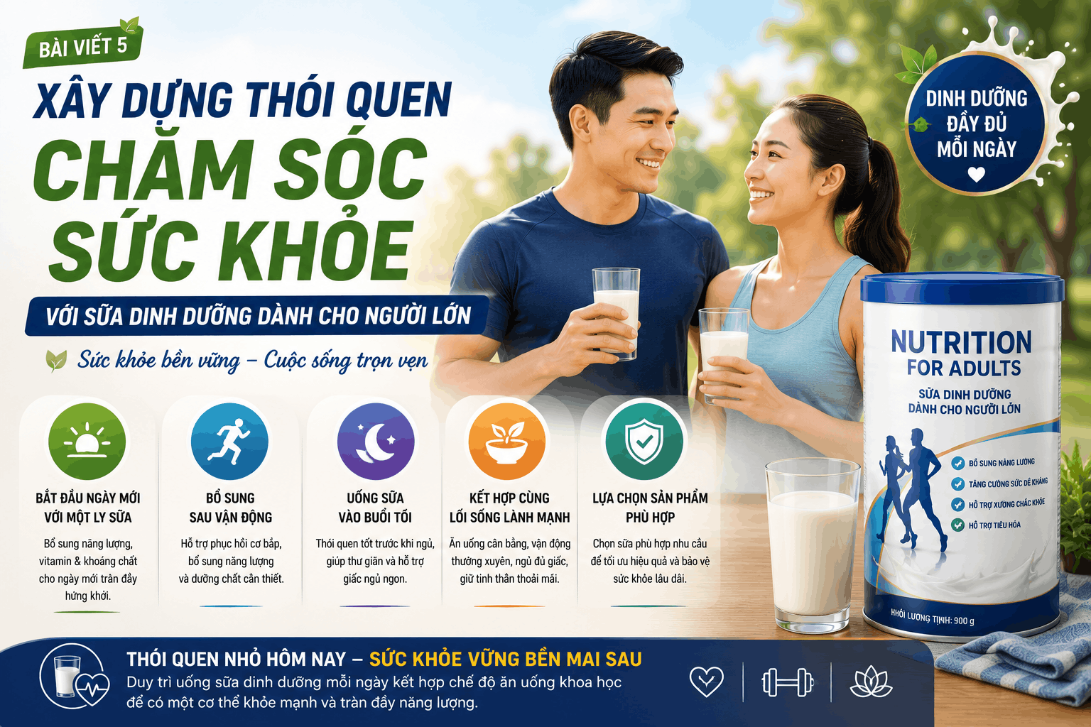 Xây Dựng Thói Quen Chăm Sóc Sức Khỏe Với Sữa Dinh Dưỡng Dành Cho Người Lớn