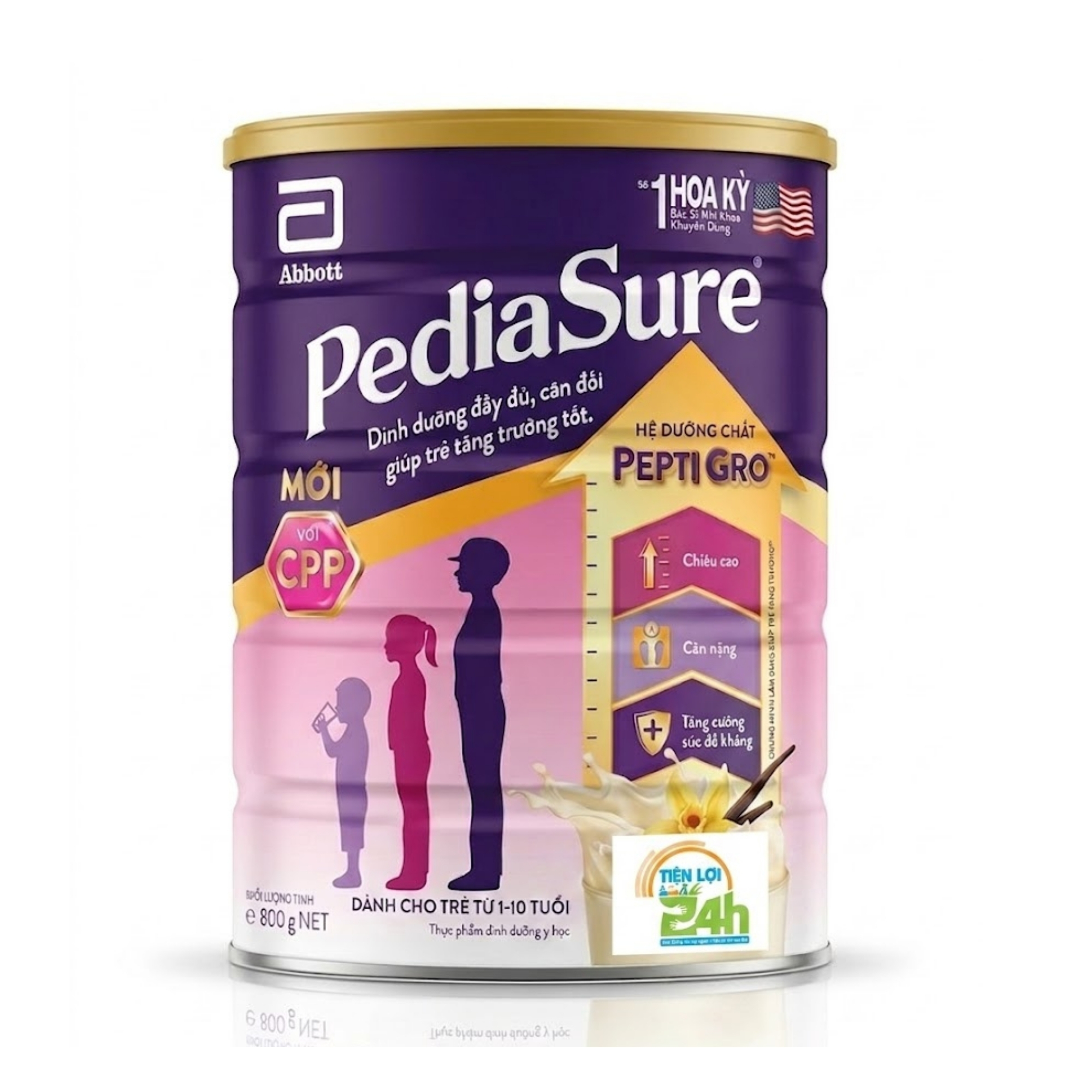 Thực phẩm dinh dưỡng y học cho trẻ 1-10 tuổi : Pediasure hương vani 800g